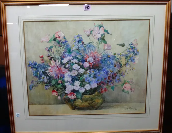Eva Marsh (20th century), Still life of summer blooms, watercolour, signed, 42cm x 53cm.  H1
