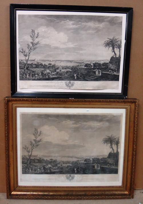 After Jules Vernet, Le Port d'Antibes, en Provence, engraving, 53cm x 74cm; together with and further copy of the same engraving (2).  F1