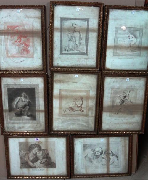 After Cipriani, Classical scenes, a group of eight stipple engravings by Bartolozzi, Earlom and others, various sizes. (8)  F1