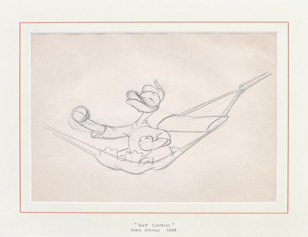 WALT DISNEY'S DONALD DUCK IN "SELF CONTROL" - pencil production sketch of the Duck; framed & glazed (18 x 26cms., within mount); captioned beneath "Se