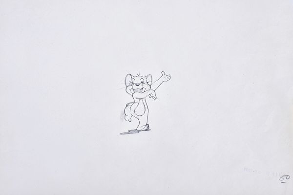 MGM STUDIOS, THE LONESOME MOUSE - pencil production animation sketch of Jerry Mouse; on the original animation paper (27 x 32cms., the figure itself 6
