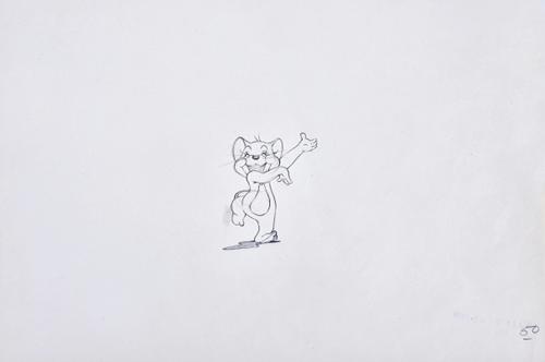 MGM STUDIOS, THE LONESOME MOUSE - pencil production animation sketch of Jerry Mouse; on the original animation paper (27 x 32cms., the figure itself 6