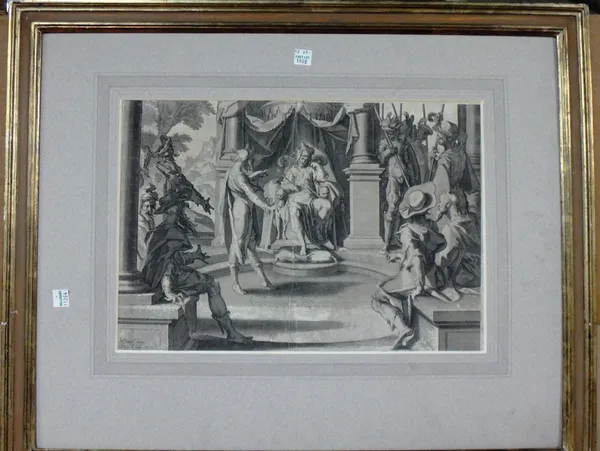 After Christoffel van Sichem, The twelve thrones of Justinian, a group of seven engravings, each 25cm x 38cm (7)