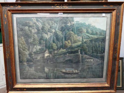 Continental school (19th century), A view of Lake Como, watercolour over a printed base, 50cm x 69cm. (original ref. 94548959/13)