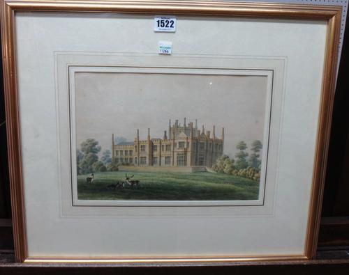 Frederick W.L Stockdale (fl. 1803-1848) View of Tregothnan, Truro, Cornwall, watercolour, 20.5cm x 28.5cm.