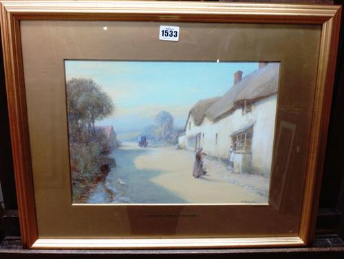 John White (1851-1933), Buy a Broom: Axmouth near Branscombe, gouache, signed, 25cm x 35cm.