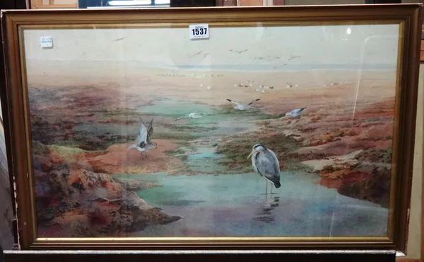 R. G. Wylie (early 20th century), Wading birds on the shore, watercolour, signed, 37cm x 61cm.