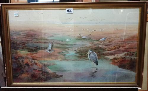R. G. Wylie (early 20th century), Wading birds on the shore, watercolour, signed, 37cm x 61cm.