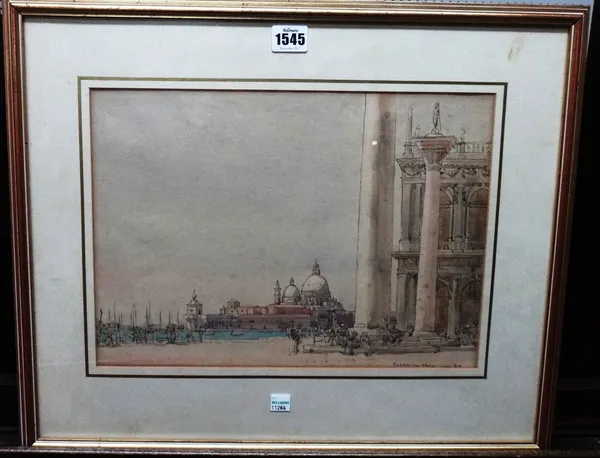English school (20th century), The Salute from St Marco, Venice, pen, ink and watercolour, inscribed and dated 4/1926, 25.5cm x 35.5cm.