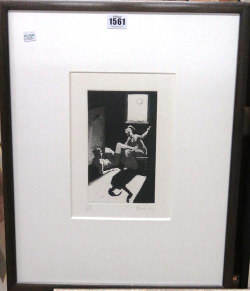 Paula Rego (b.1935), Wendy sewing, from the Peter Pan series, aquatint, signed and numbered 25/25, 19cm x 11cm. DDS