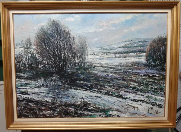 Australian School (20th century), Winter landscape, oil on canvas, 68cm x 98cm.