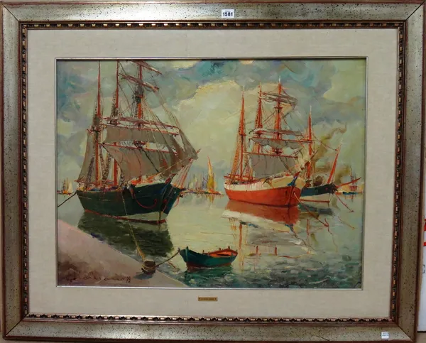 A. Darliano (20th century), Harbour scene, oil on canvas, signed and dated '72, 59cm x 78cm.