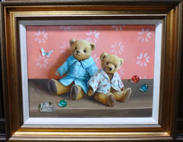 Deborah Jones (1921-2012), Big Ted and Little Fred, oil on canvas, signed and dated 1994, 29cm x 39cm.DDS