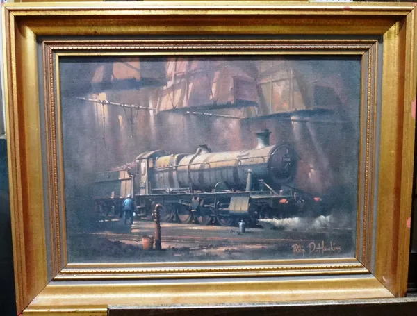 Philip D. Hawkins (contemporary), Locomotive steaming up, oil on canvas, signed, 24cm x 34cm. DDS