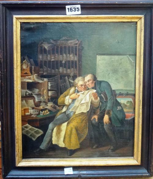 North European School (early 19th century), The money lender, oil on canvas, 30.5cm by 25cm.