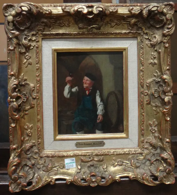 Peter Kraemer (1823-1907), A good vintage, oil on panel, signed, 15cm x 11.5cm.