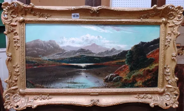 Charles Leslie (1835-1890), Loch scene, oil on canvas, signed, 28cm x 59.5cm.