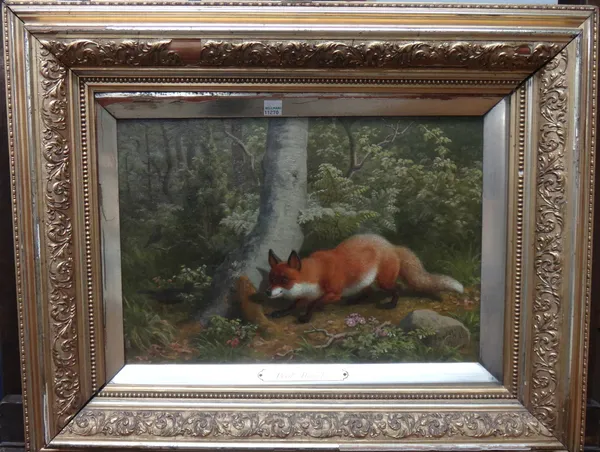 Attributed too Carl Henrik Bogh (1827-1893), Fox, oil on canvas, bears a signature and date 1891, 26cm x 38cm.