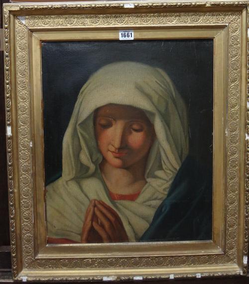 After Sassoferrato, Virgin in Prayer, oil on canvas, 46cm x 38cm.