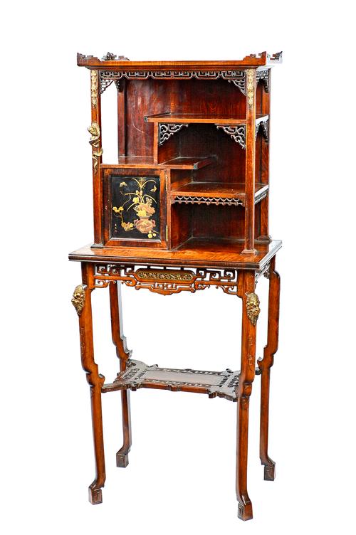 After Gabriel Uirdot, a mid-19th century French gilt metal and lacquer mounted side cabinet, 62cm wide x 148cm high x 41cm deep.  Illustrated