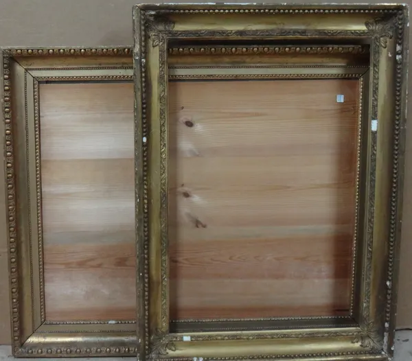Two 19th century gilt plaster frames, one with egg and dart decoration, aperture 62cm x 81cm. (2) CAB