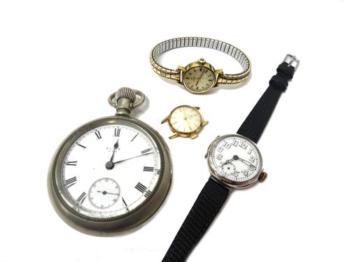 A Rolex silver circular cased lady's wristwatch, the jewelled movement detailed 'Rolex 15 jewels, Swiss Made', the enamelled dial with Arabic numerals