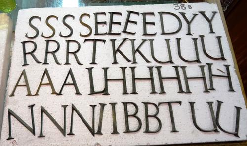 A quantity of small 20th century bronze and other metal sign letters, (qty). CAB