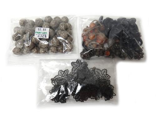 Mostly 19th century jewellery, comprising; an ironwork necklace, probably Berlin mid 19th century, formed as a row of leaves on a snap clasp, a silver