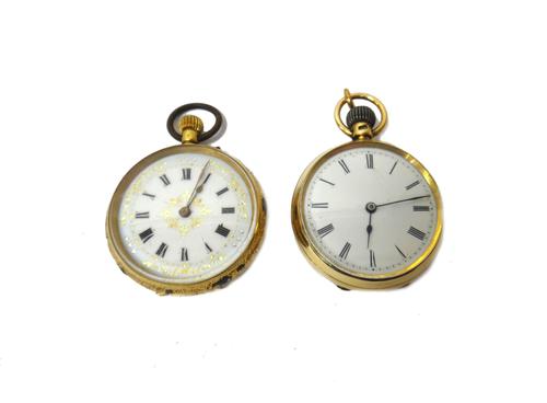 An 18ct gold cased keyless wind open faced lady's fob watch, the three quarter plate jewelled lever movement detailed 'Burlton & Co 59 Cheapside, Lond