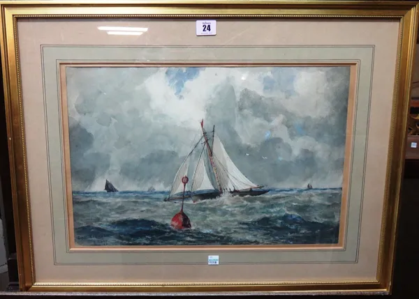 E. Cole (19th/20th century), The Sloop Rionagh in a choppy sea, watercolour, signed and dated 1881, 30cm x 46cm.  L1
