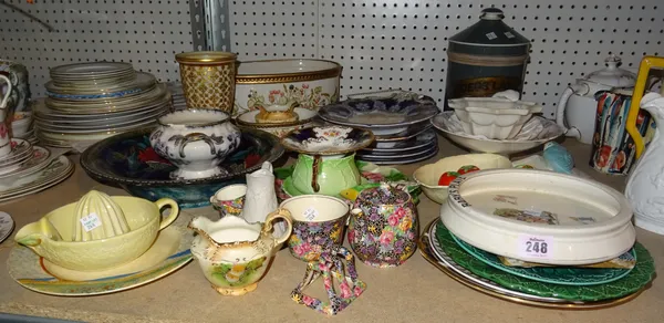 Ceramics, including; a Clarice Cliff textured plate, various plates, a part service and sundry, (qty) S4