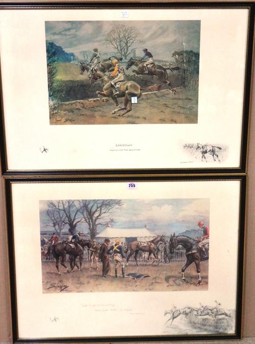 After Snaffles (Charles Johnson Payne), Oh! To be in England; Sandown, a pair of reproduction prints, the larger 53cm x 72cm.(2)  A6