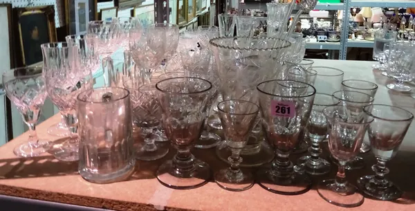 Glassware, including; 19th century and later cut glass stemware drinking vessels, (qty).  S3