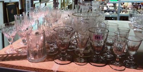 Glassware, including; 19th century and later cut glass stemware drinking vessels, (qty).  S3