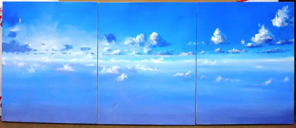 British School (Contemporary), Cloud Triptych, three oil on canvas, each 76cm x 60.5cm.(3)  A8