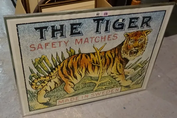 A large 20th century framed and glazed print, 'The Tiger Safety Matches'  L2