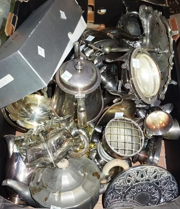 Silver plated wares, comprising; part tea sets, jugs, bowls and sundry, (qty).  S3