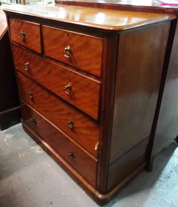 A 19th century mahogany chest of two short and three long drawers, 120cm wide. M9