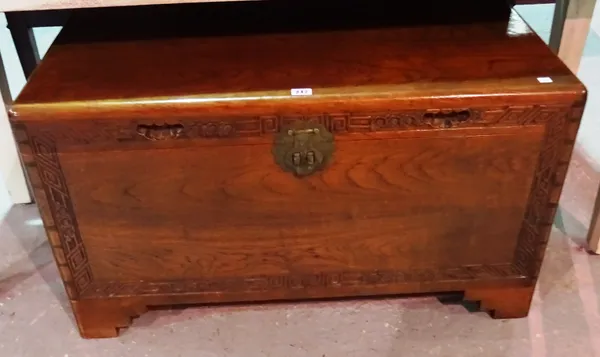 A 20th century Chinese Camphor wood trunk, 91cm wide x 51cm high. C7
