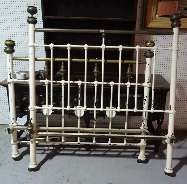 A Victorian white painted brass double bed, 136cm wide. B10