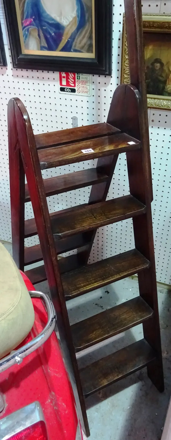 A 20th century set of ash library steps, 170cm high x 32cm wide.   B10