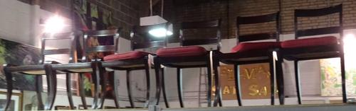 A set of six Regency style mahogany bar-back dining chairs, (6).  S2T