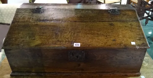An 18th century oak slope front bible box, 73cm wide.  H4
