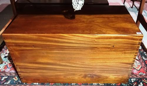 A pair of early 20th century mahogany rectangular trunks, each 96cm wide. (2)  H4