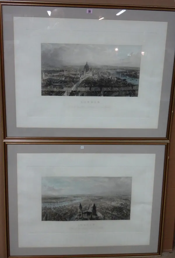 After Thomas Allom, London, Two engravings with hand colouring (re-strikes), each 50cm x 72.5cm.  J1
