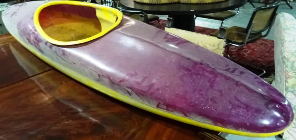 A 20th century fibreglass kayak, 250cm long.  G9