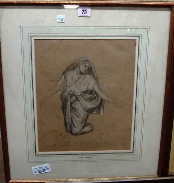 Follower of Sir Edward John Poynter, Study of a veiled figure, pencil and white chalk, 30.3cm x 20.7cm  I1