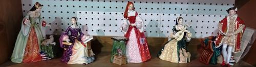 Five Royal Doulton figures, 'Lady Jane Grey', 'Mary Tudor', 'Margaret Tudor', 'Princess Elizabeth' and 'Edward  VI', (5).  CAB