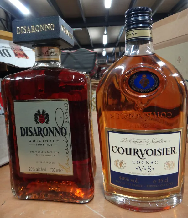 Six bottles of Disaranno Italian liqueur (700ml) and twelve bottles of Courvoisier V.S cognac (35cl), (18)