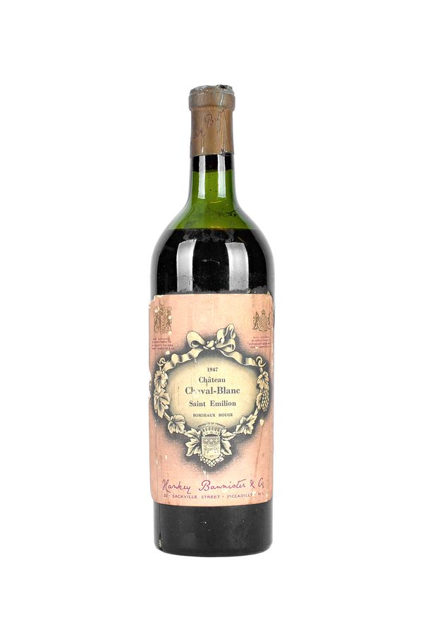 One bottle of 1947 Chateau Cheval-Blanc Saint Emilion Bordeaux Rouge (level at shoulders). Illustrated